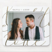 Elegante liefde script foto en naam muismat (Voorkant)