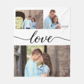 Elegante liefde script paar foto collage fleece deken (Voorkant)