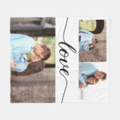 Elegante liefde script paar foto collage fleece deken (Voorkant (Horizontaal))