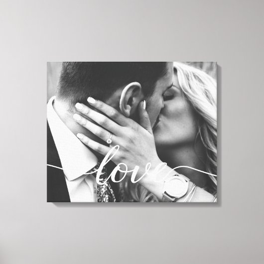 Elegante Liefde Script Typografie Bruiloft Foto Canvas Afdruk (Voorkant)