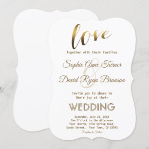 Elegante liefde Typografie Gold Folie Wedding Uitn Kaart