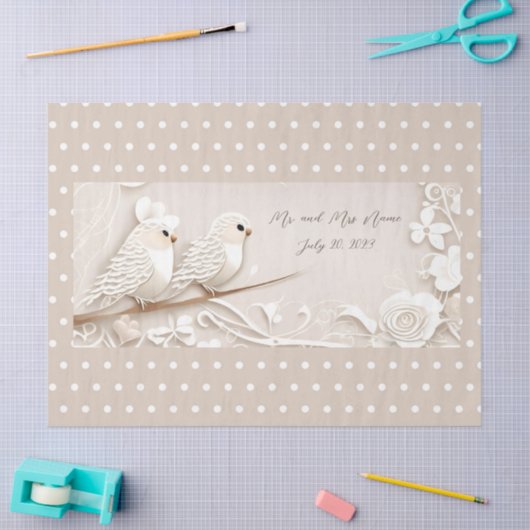 Elegante liefde vogels bruiloft weefsel papier (Craft)