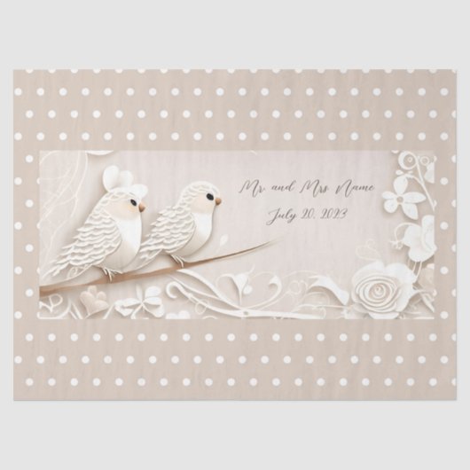 Elegante liefde vogels bruiloft weefsel papier (Voorkant)