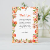 Elegante Liefde Zo Zoet Als Een Perzik Bruidsfeest Bedankkaart (Staand voorkant)