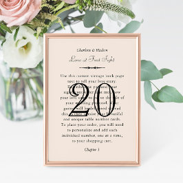 Elegante liefdescitaat tafelnummer bruiloft
