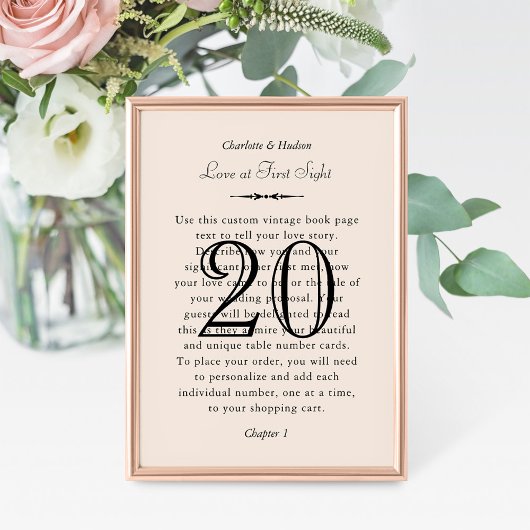 Elegante liefdescitaat tafelnummer bruiloft