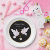 elegante liefdesduiven toevoegen naamdatum Weddens Papieren Bordje (Feest)