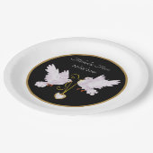 elegante liefdesduiven toevoegen naamdatum Weddens Papieren Bordje (Gekanteld)