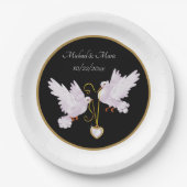 elegante liefdesduiven toevoegen naamdatum Weddens Papieren Bordje (Voorkant)