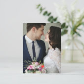 Elegante Liefdeshart Trouwfoto Briefkaart (Staand voorkant)