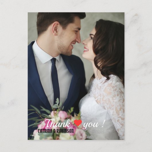 Elegante Liefdeshart Trouwfoto Briefkaart (Voorkant)