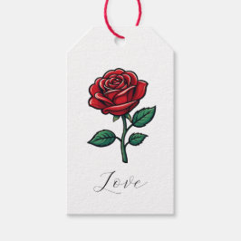 Elegante liefdesroos cadeaukaartjes cadeaulabel