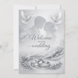Elegante liefdessilhouet trouwkaart kaart