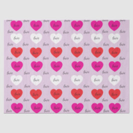 Elegante Liefdestypografie en Hartjes Patroon Tissuepapier