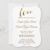 Elegante liefdestypografie goud folie trouwkaart kaart (Voorkant)