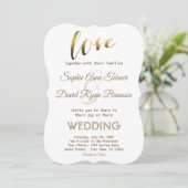 Elegante liefdestypografie goud folie trouwkaart kaart (Staand voorkant)