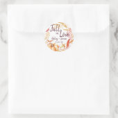 Elegante Liefdeval Herfst Bruiloft Monogram Ronde Sticker (Tas)