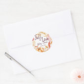 Elegante Liefdeval Herfst Bruiloft Monogram Ronde Sticker (Envelop)