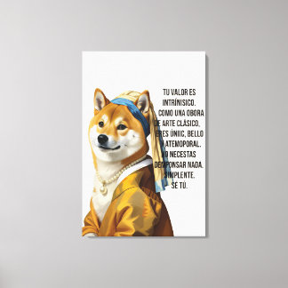 Elegante Lienzo de Colección: Vermeer con Perla Canvas Afdruk