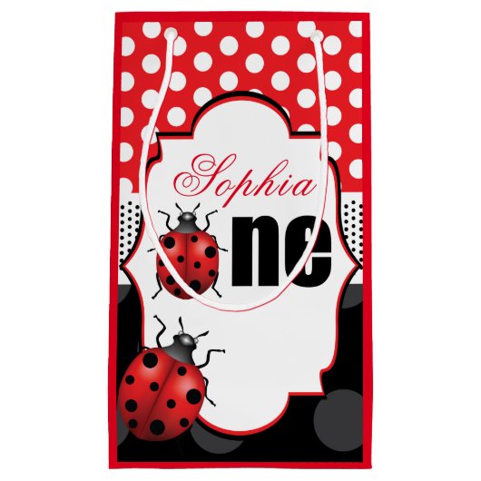 Elegante lieveheersbeestje eerste verjaardag klein cadeauzakje (Voorkant)