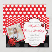 Elegante lieveheersbeestje Polka dot Verjaardag Kaart (Voorkant / Achterkant)