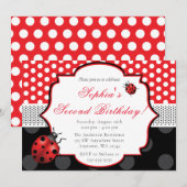 Elegante lieveheersbeestje Polka dot Verjaardag Kaart (Voorkant / Achterkant)