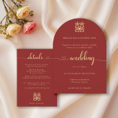 Elegante lieverd Moderne Chinese rode bruiloft Kaart