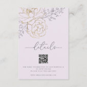 Elegante lijn Bloemen Lila Goud Bruiloft Details Informatiekaartje (Voorkant)