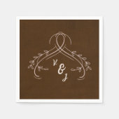 Elegante lijn Bloemen Linnen Espresso Bruin Bruilo Servet (Voorkant)
