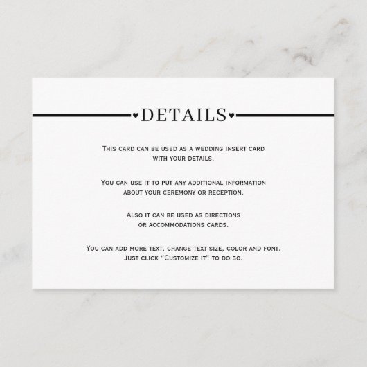 Elegante lijn en QR code zwart-wit details Informatiekaartje (Voorkant)