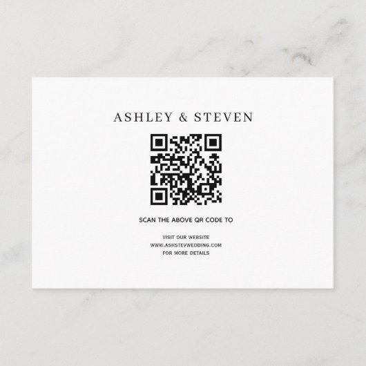 Elegante lijn en QR code zwart-wit details Informatiekaartje (Achterkant)