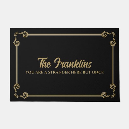 Elegante lijn en Scroll Lijst familienaam Deurmat (Voorkant)