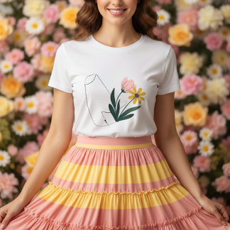 Elegante lijn met kleurrijke botanische bloemen Tri-Blend shirt