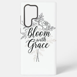 Elegante Lijnkunst Bloem Typografie Samsung Galaxy Hoesje