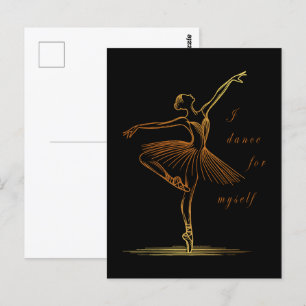 Elegante lijnkunst van Ballerina - Ik dans voor me Briefkaart