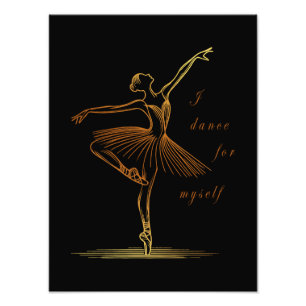 Elegante lijnkunst van Ballerina - Ik dans voor me Foto Afdruk