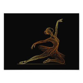 Elegante lijnkunst van balletdanser in sierlijke p foto afdruk