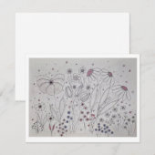 Elegante lijnkunst van wilde bloemenweide aankondiging (Voorkant / Achterkant)