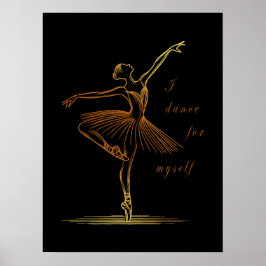 Elegante lijntekening van ballerina - Ik dans voor Poster