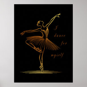 Elegante lijntekening van ballerina - Ik dans voor Poster
