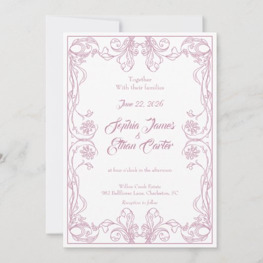 Elegante  Lijst bruiloft uitnodiging (Voorkant)