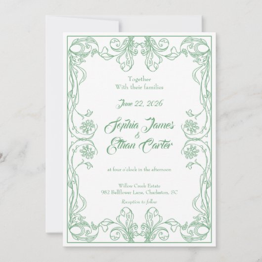 Elegante  Lijst bruiloft uitnodiging (Voorkant)