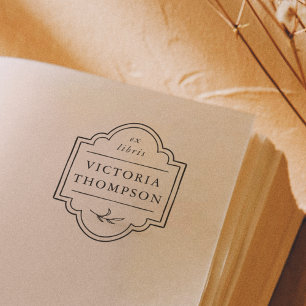 Elegante Lijst Delicate Bladeren Ex Libris Boekpla Rubberstempel
