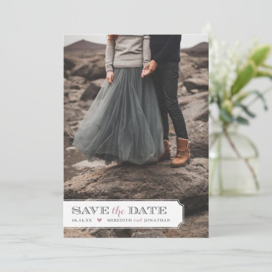 Elegante lijst foto overlay save the date (Staand voorkant)