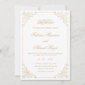Elegante  Lijst Gold Script Moslim bruiloft Kaart (Voorkant)