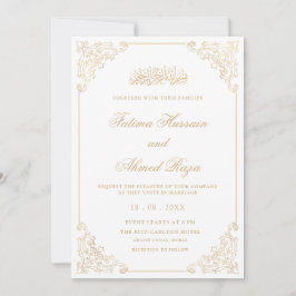 Elegante  Lijst Gold Script Moslim bruiloft Kaart