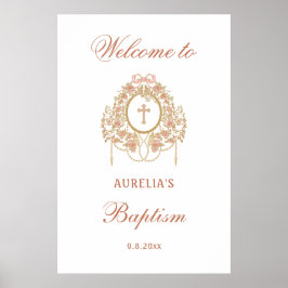 Elegante lijst Heilige Kruis Doop Welkom Poster