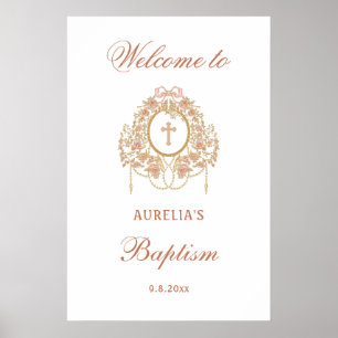 Elegante lijst Heilige Kruis Doop Welkom Poster