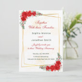 elegante lijst met rode floraalgouden bruinbruis kaart (Staand voorkant)