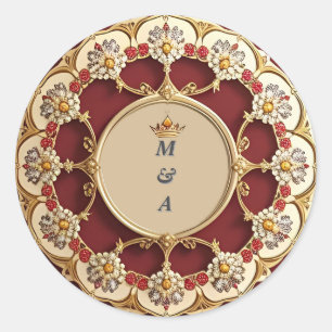 Elegante lijst met sierlijke bloemendecoratie ronde sticker